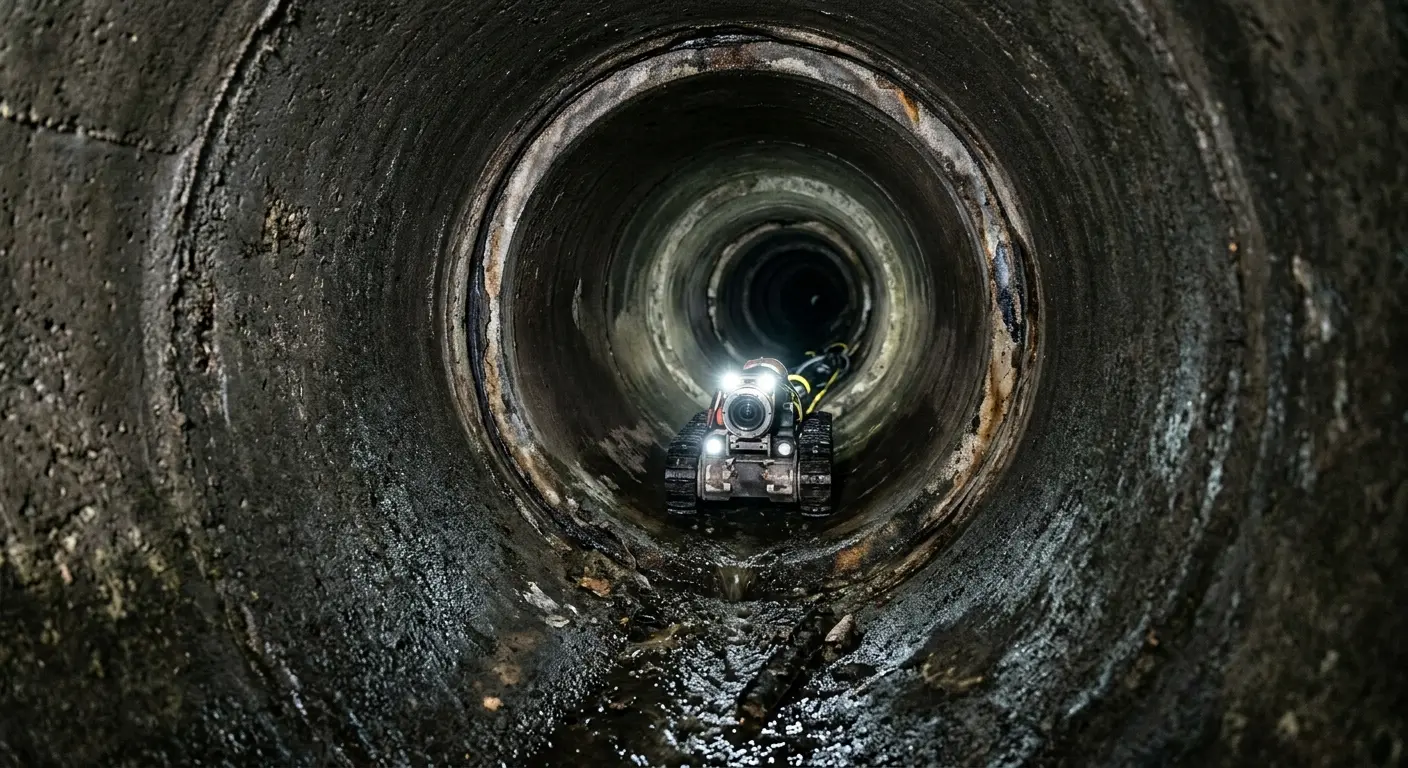Robotic sewer camera inspecting pipe interior for Sewer Line Repair in Allen Park